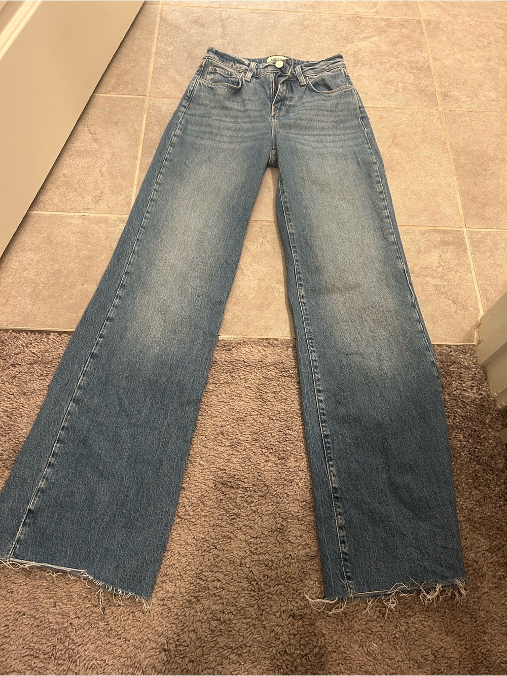 L'AGENCE High-Rise Wide-Leg Denim Jeans in Medium Blue